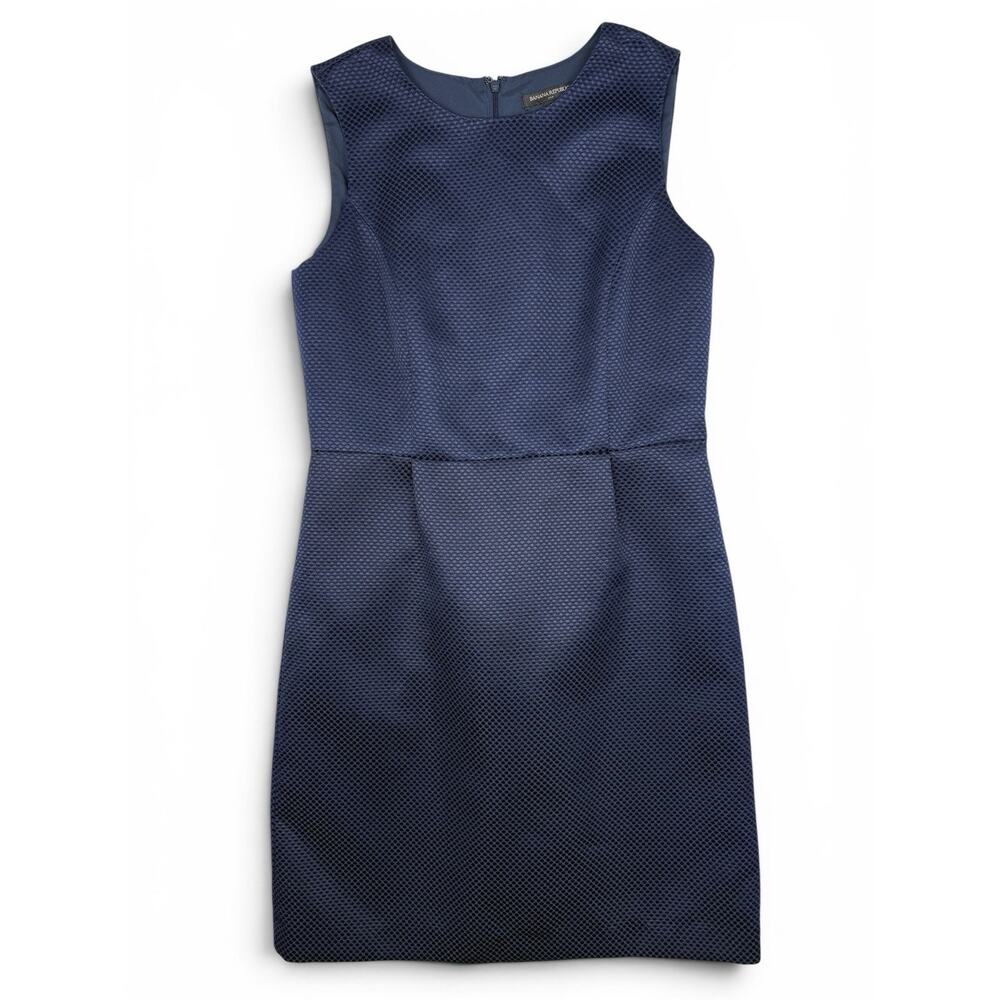 Size 10 Banana Republic Navy Textured Sheath Dress Sleeveless Career